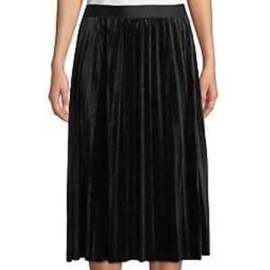NWT Black velvet pleated max studio midi skirt.